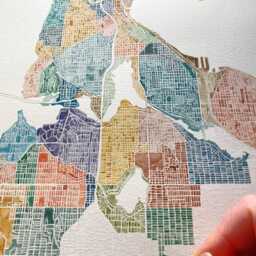 Laurelhurst Seattle Neighborhood Map Watercolor Print Washington City Block Plan - Art Print Downtown Wall Realtor - thumbnail 4
