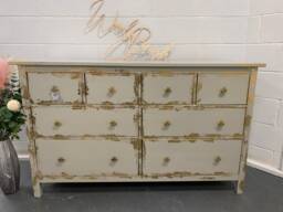 Large Chest Of Drawers Painted Bespoke Gold Leaf Cream - Choose Your Colour & Design Upcycled