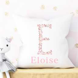 Personalised Floral Name Cushion, Girl Flower Nursery Cushion Initial, Bedroom Accessories, Pillow, Baby - thumbnail 4