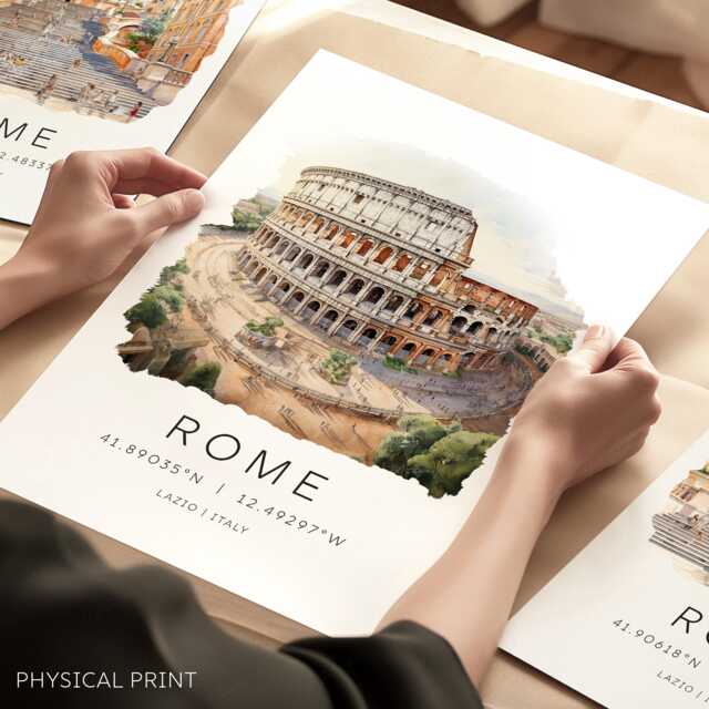Rome Travel Art Print, The Colosseum Rome, Italy City Landmarks, European Prints, Wall Art, Engagement, Gifts - image 1