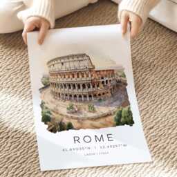 Rome Travel Art Print, The Colosseum Rome, Italy City Landmarks, European Prints, Wall Art, Engagement, Gifts - thumbnail 2