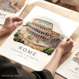Rome Travel Art Print, The Colosseum Rome, Italy City Landmarks, European Prints, Wall Art, Engagement, Gifts - thumbnail 1