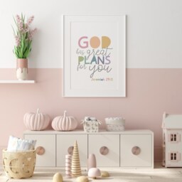 God Has Great Plans For You, Bible Verse Prints, Scripture Girls Bedroom Decor, Nursery Wall Art, Playroom - thumbnail 2