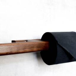 Solid Black Walnut Double Toilet Paper Holder, Wooden Wall Mounted Bathroom Accessory - thumbnail 3
