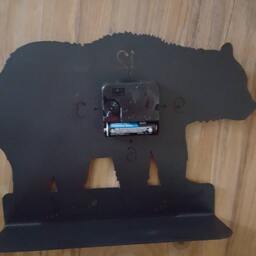 Bear Desk Clock. Decor. Wildlife Metal Art. Home Rustic - thumbnail 4