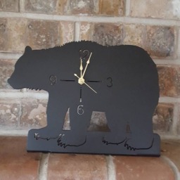 Bear Desk Clock. Decor. Wildlife Metal Art. Home Rustic - thumbnail 2