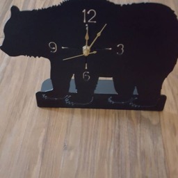 Bear Desk Clock. Decor. Wildlife Metal Art. Home Rustic - thumbnail 3