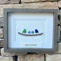 Family Is Everything Framed Sea Glass Art Showing Of 4, Minimalist Beach Decor - thumbnail 2