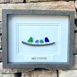 Family Is Everything Framed Sea Glass Art Showing Of 4, Minimalist Beach Decor - thumbnail 3