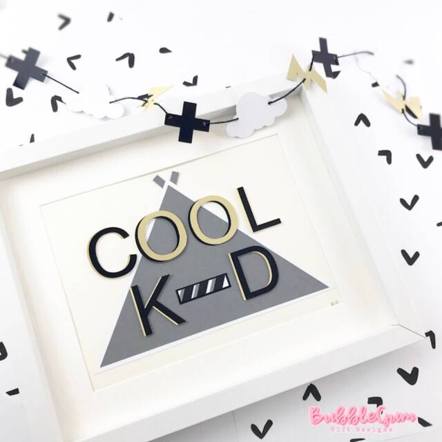 Cool Kid Wall Art For Toddler Room Black Grey & Gold Phrase Artwork Boys Decor - image 1