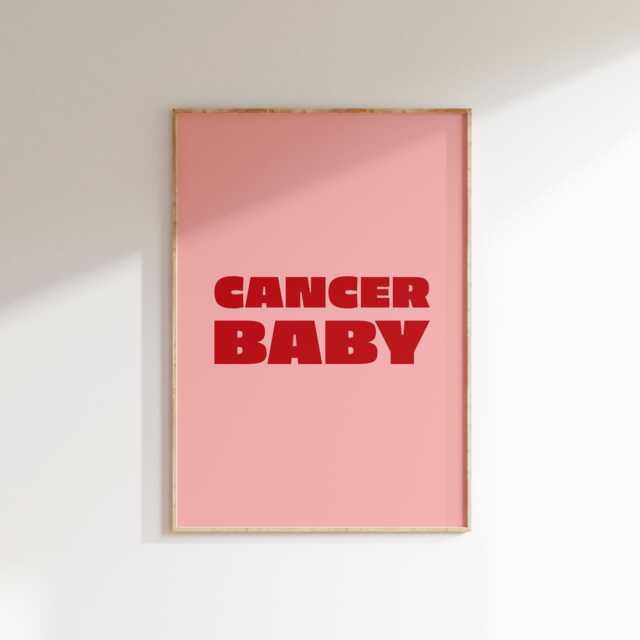 Cancer Baby Print Retro Astrology Star Sign Wall Art - image 1