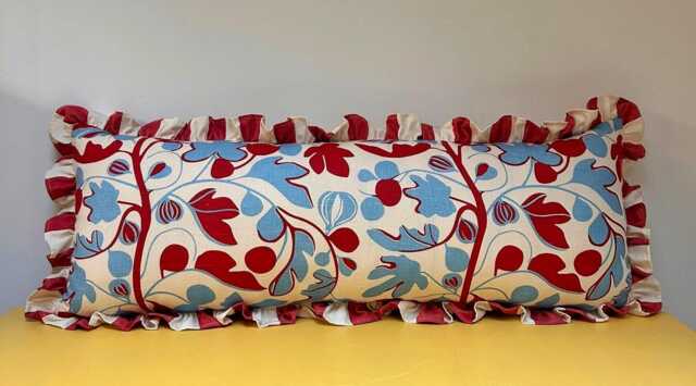 Handmade Ruffled Lumbar Cushion Cover Jessie De Sallis Fig Print - image 1