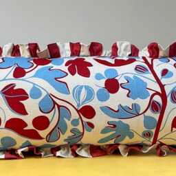 Handmade Ruffled Lumbar Cushion Cover Jessie De Sallis Fig Print - thumbnail 3