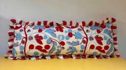 Handmade Ruffled Lumbar Cushion Cover Jessie De Sallis Fig Print - thumbnail 1
