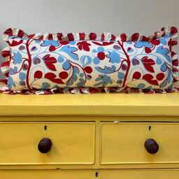 Handmade Ruffled Lumbar Cushion Cover Jessie De Sallis Fig Print - thumbnail 2
