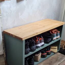 Handmade Solid Wood Shoe Rack Bench & Coat Set Custom Entryway Organizer - thumbnail 4