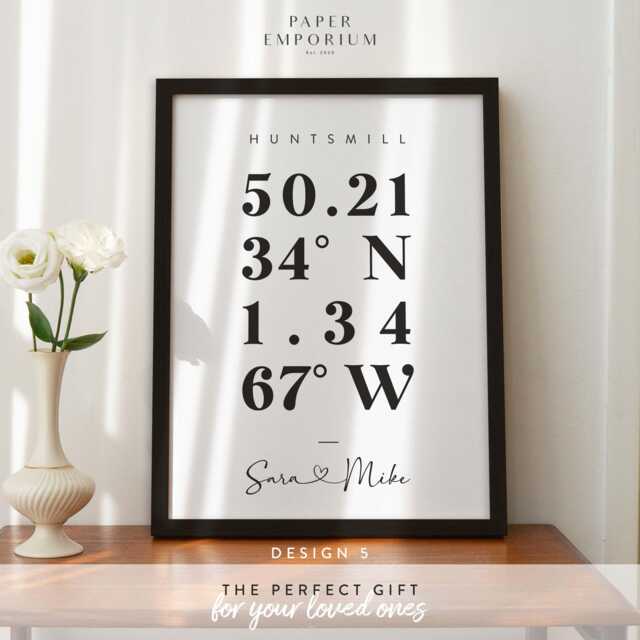Custom Coordinates Print Any Location, Personalised Prints, City , Latitude Longitude, Wedding Gift, Gift Couple #066 - image 1