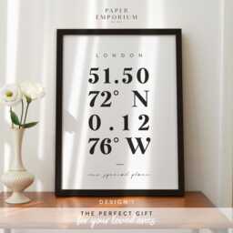 Custom Coordinates Print Any Location, Personalised Prints, City , Latitude Longitude, Wedding Gift, Gift Couple #066 - thumbnail 3
