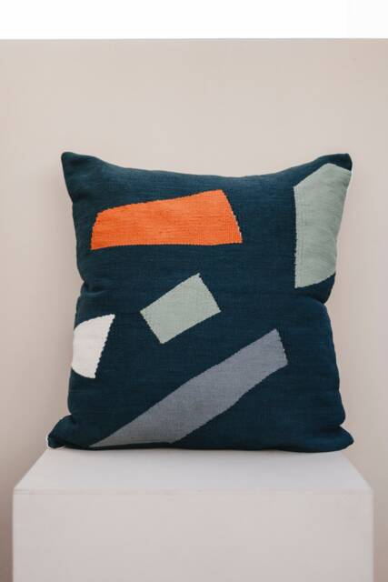 Terrazzo Handmade Kilim Floor Cushion Cover 26x26 20x20 Cotton Woven Throw Pillow Blue Pillowcase Living Room Decor Gifts For Her Boho - image 1