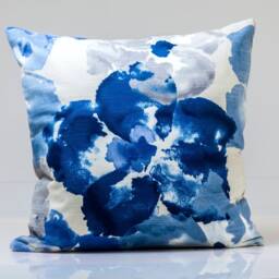 Watercolor Floral Pillow Cover, Indigo Blue Robert Allen Fabric - thumbnail 1