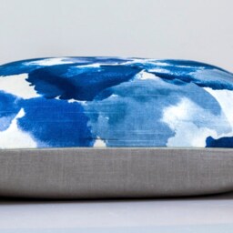 Watercolor Floral Pillow Cover, Indigo Blue Robert Allen Fabric - thumbnail 3