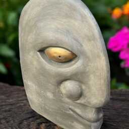 Modern Stone Head Figure Concrete Artistic Face Sculpture Stone Contemporary Garden Decor Abstract Yard Ornament Handmade Design Piece - thumbnail 4