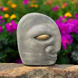 Modern Stone Head Figure Concrete Artistic Face Sculpture Stone Contemporary Garden Decor Abstract Yard Ornament Handmade Design Piece - thumbnail 2