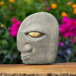 Modern Stone Head Figure Concrete Artistic Face Sculpture Stone Contemporary Garden Decor Abstract Yard Ornament Handmade Design Piece - thumbnail 1