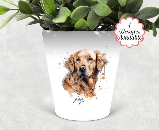 Personalised Golden Retriever Plant Pot, Pen Pot/Makeup Brushes Holder - The Perfect Gift For Lovers Dog Memorial - image 1