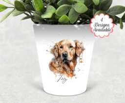 Personalised Golden Retriever Plant Pot, Pen Pot/Makeup Brushes Holder - The Perfect Gift For Lovers Dog Memorial - thumbnail 1