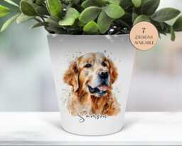 Personalised Golden Retriever Plant Pot - Pen Makeup Brush Holder Dog Memorial Gift - thumbnail 1