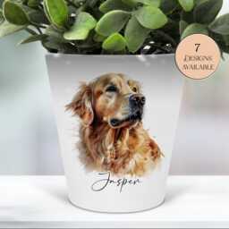 Personalised Golden Retriever Plant Pot - Pen Makeup Brush Holder Dog Memorial Gift - thumbnail 3