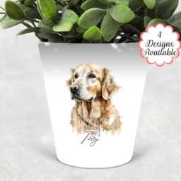 Personalised Golden Retriever Plant Pot, Pen Pot/Makeup Brushes Holder - The Perfect Gift For Lovers Dog Memorial - thumbnail 2
