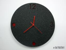 Black Granite Concrete Wall Clock/Modern Circle With Textured - Contemporary Home Decor Housewarming Gift Idea - thumbnail 1
