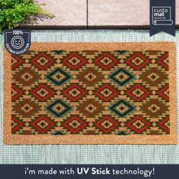 Modern Native Aztec Design Rug - Tribal Print Welcome Doormat Bold Southwestern Door Accent Geometric Housewarming Mat