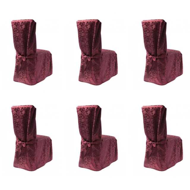 Pack Of 6 Damask Dining Chair Covers Rj03 For Weddings Events Decor Christmas - image 1