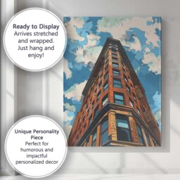Modern Flatiron Style Brick Building Urban Architecture Canvas Wall Art Print Decor Picture Ready To Hang - thumbnail 3