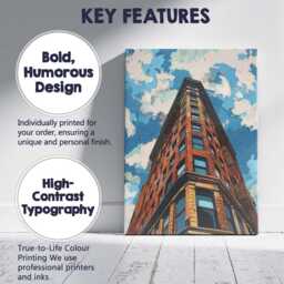 Modern Flatiron Style Brick Building Urban Architecture Canvas Wall Art Print Decor Picture Ready To Hang - thumbnail 2