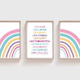 Set Of 3 Girls Bedroom Prints, Positive Affirmation Rainbow Wall Art, Positive, Motivational Inspirational - thumbnail 2