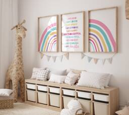 Set Of 3 Girls Bedroom Prints, Positive Affirmation Rainbow Wall Art, Positive, Motivational Inspirational - thumbnail 1