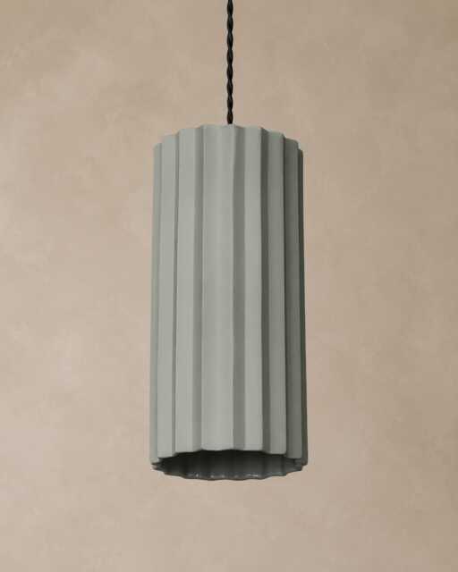 xl Syracuse - Ceramic Pendant Ceiling Light Handmade Minimalist Pillar Hanging Fixture in Fog Gray - image 1