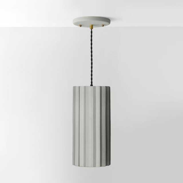 xl Syracuse - Ceramic Pendant Ceiling Light Handmade Minimalist Pillar Hanging Fixture in Fog Gray - image 1