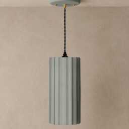 xl Syracuse - Ceramic Pendant Ceiling Light Handmade Minimalist Pillar Hanging Fixture in Fog Gray - thumbnail 2