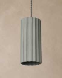 xl Syracuse - Ceramic Pendant Ceiling Light Handmade Minimalist Pillar Hanging Fixture in Fog Gray
