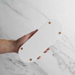 White Tray & Frosted Amber Dispenser Set - Labelled Refillable Bottle With Gold Pump & Label - For Shampoo, Hand Soap, Cream, Body Wash - thumbnail 4