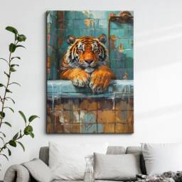 Tiger Bathtub Animal Bathroom Painting Framed Poster Print Or Canvas Wall Decor Art Bedroom Home Interior Gift Lover - thumbnail 1