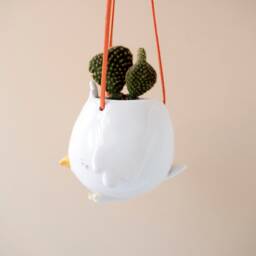 Flying Bird Hanging Plant Holder. A Cute Birdie Shaped Vase in Ceramic. Handmade Italy - thumbnail 2