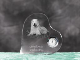 Central Asian Shepherd Dog - Crystal Clock in The Shape Of A Heart With Image Pure-Bred Dog - thumbnail 1