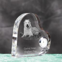 Central Asian Shepherd Dog - Crystal Clock in The Shape Of A Heart With Image Pure-Bred Dog - thumbnail 3