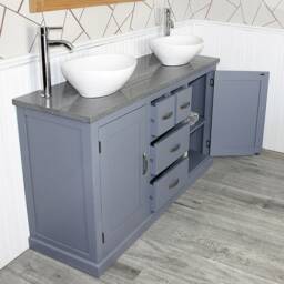 Grey Painted Bathroom Vanity Unit Cabinet Quartz & White Ceramic Basin 603Ggqcbc - thumbnail 3